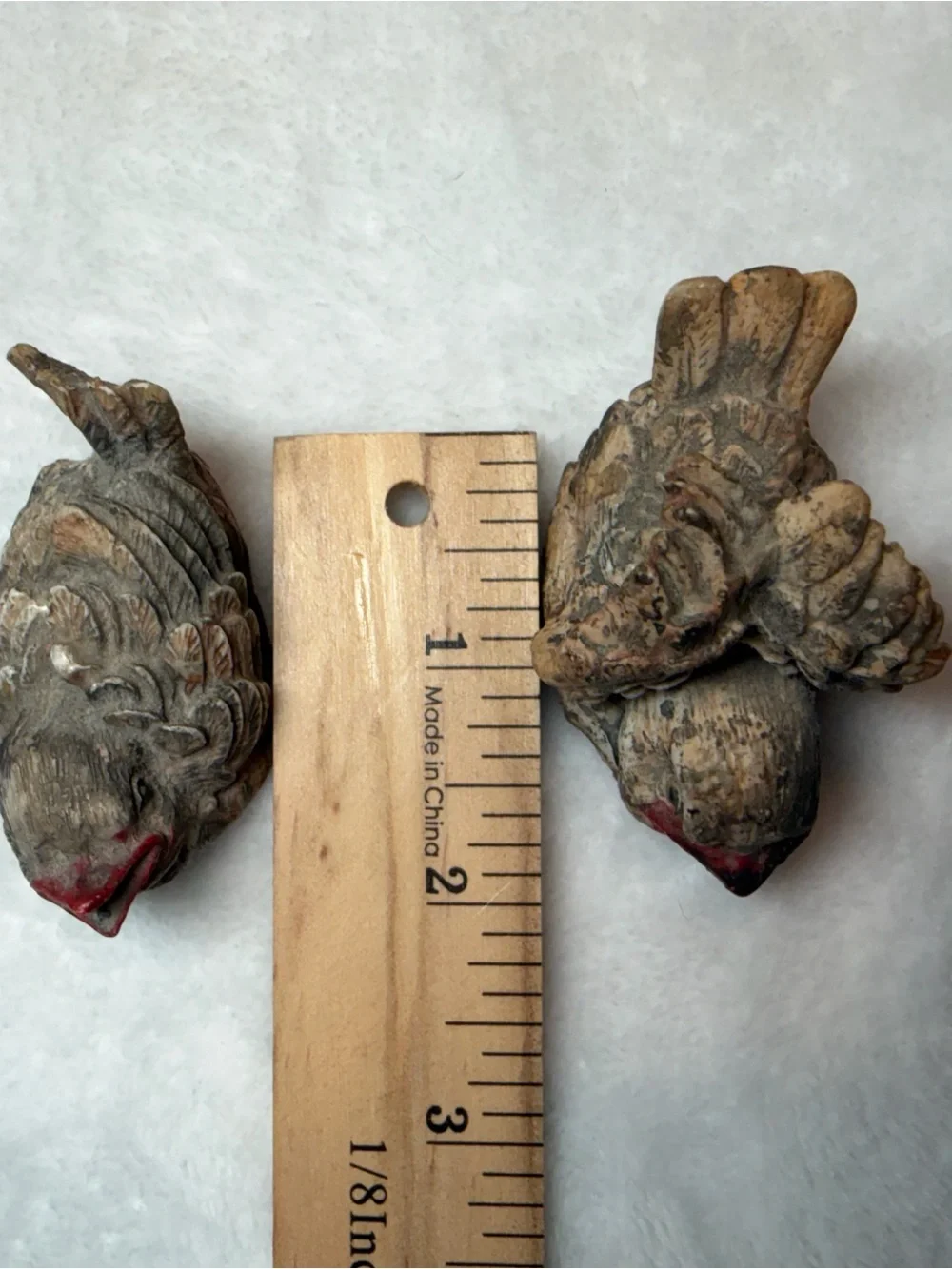 Vintage Albert E Price Carved Resin Baby Bird Sparrows Finches Figurine Set Of 2
